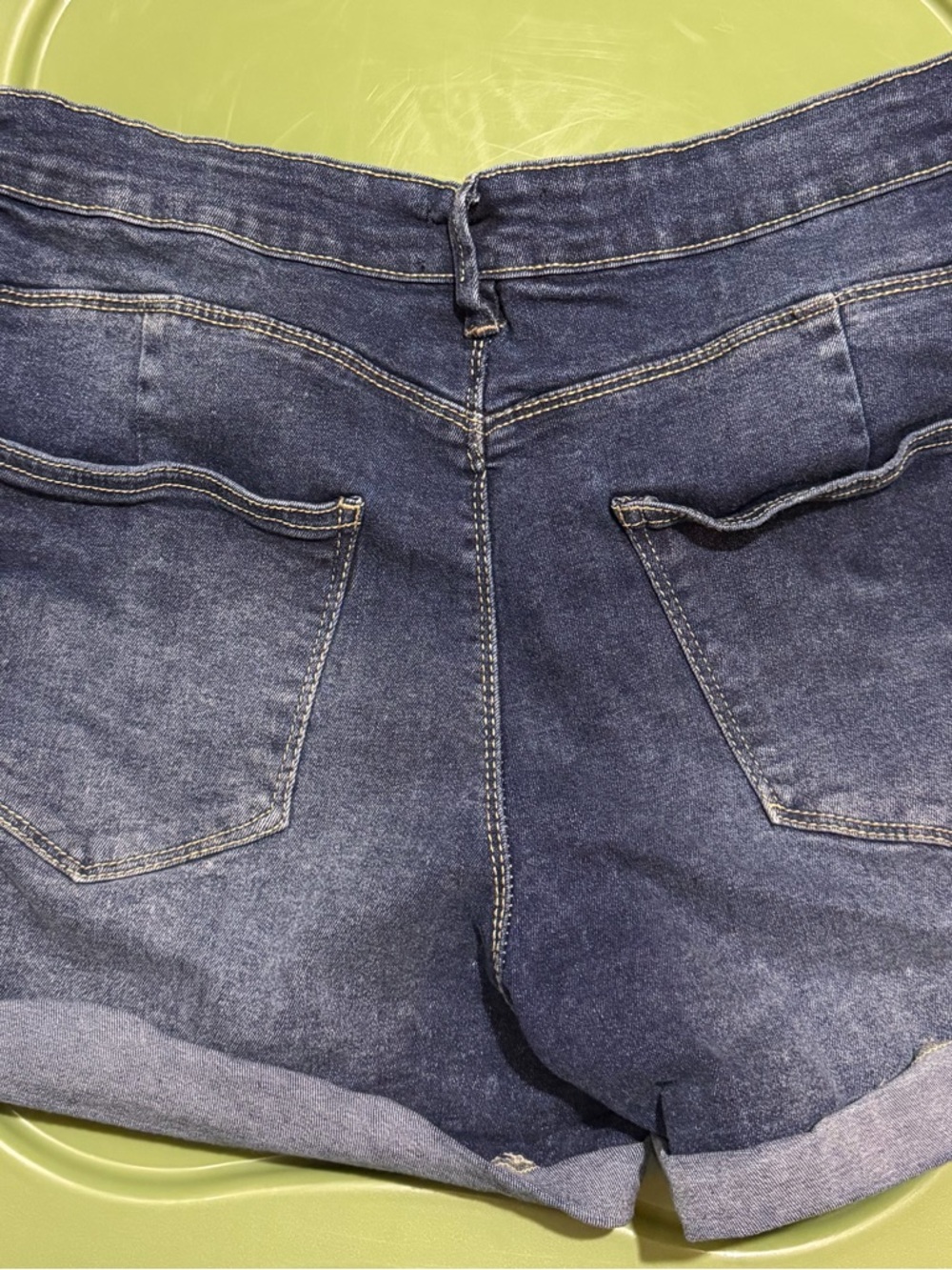 Denim Shorts with Rolled Hem - Blue